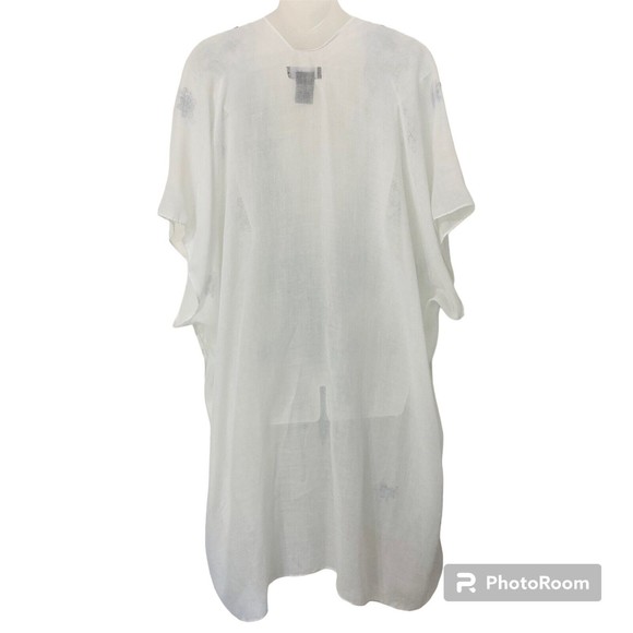 Marcus Adler New York White With Blue Embroidery Tassel Kimono Poncho One Size - Picture 2 of 10